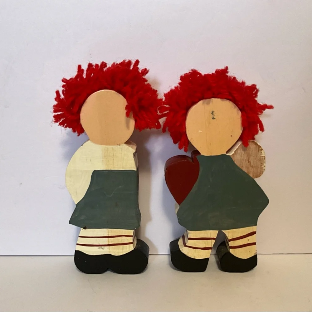 Vintage Raggedy Ann And Andy Wooden Hand Painted Shelf Sitters (Only)